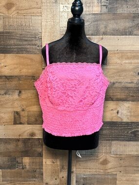 NEW NWT Torrid Women's Hot Pink Lace Rouched Tank Top Size 2X TEP 115
